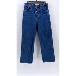 LEVI'S Women's Blue Denim Casual Button-Fly Ribcage Straight Ankle Jeans SZ 30